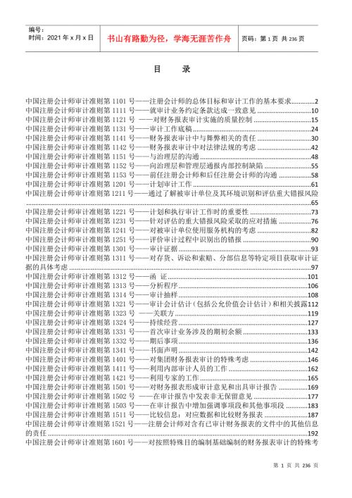 中国注册会计师审计准则DOC227页.docx