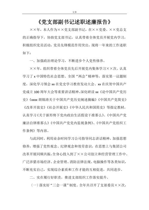党支部副书记述职述廉报告.doc