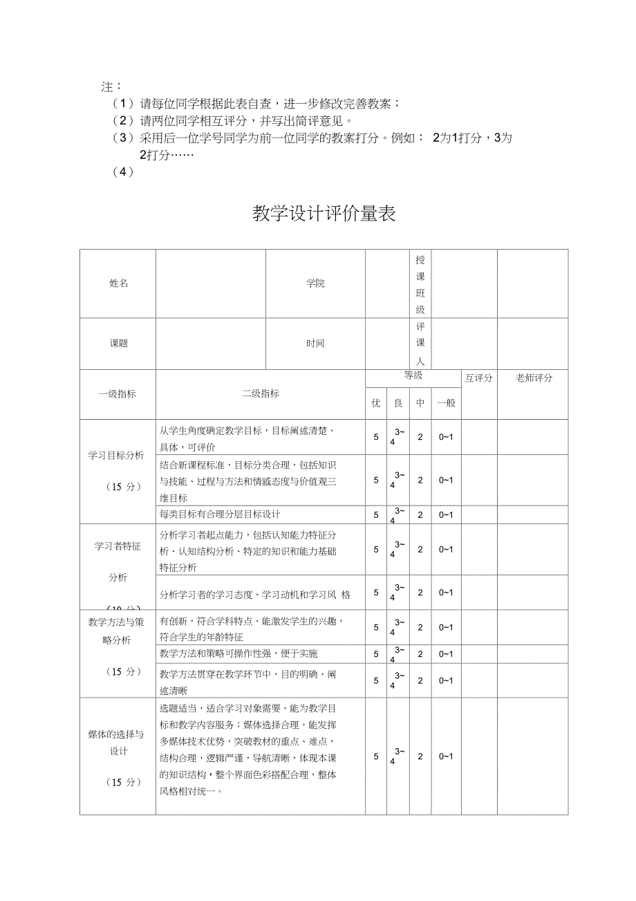 完整版教学设计评价量表最新.doc_第1页