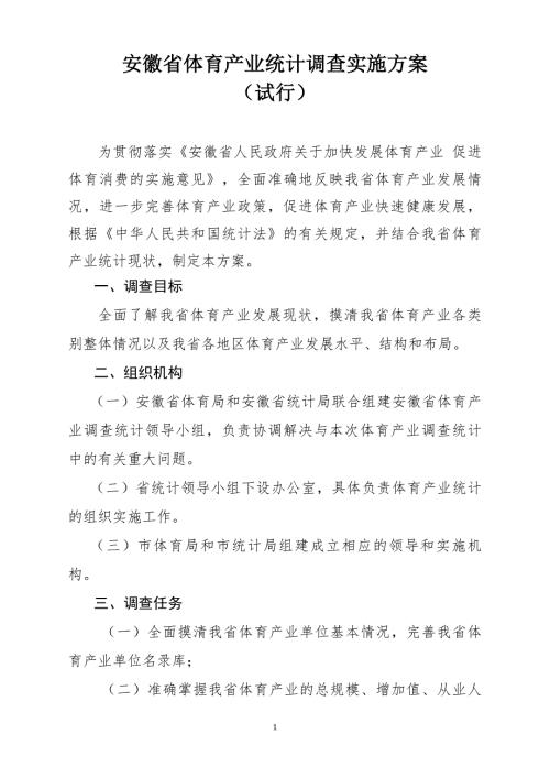 安徽体育产业统计调查实施方案.doc