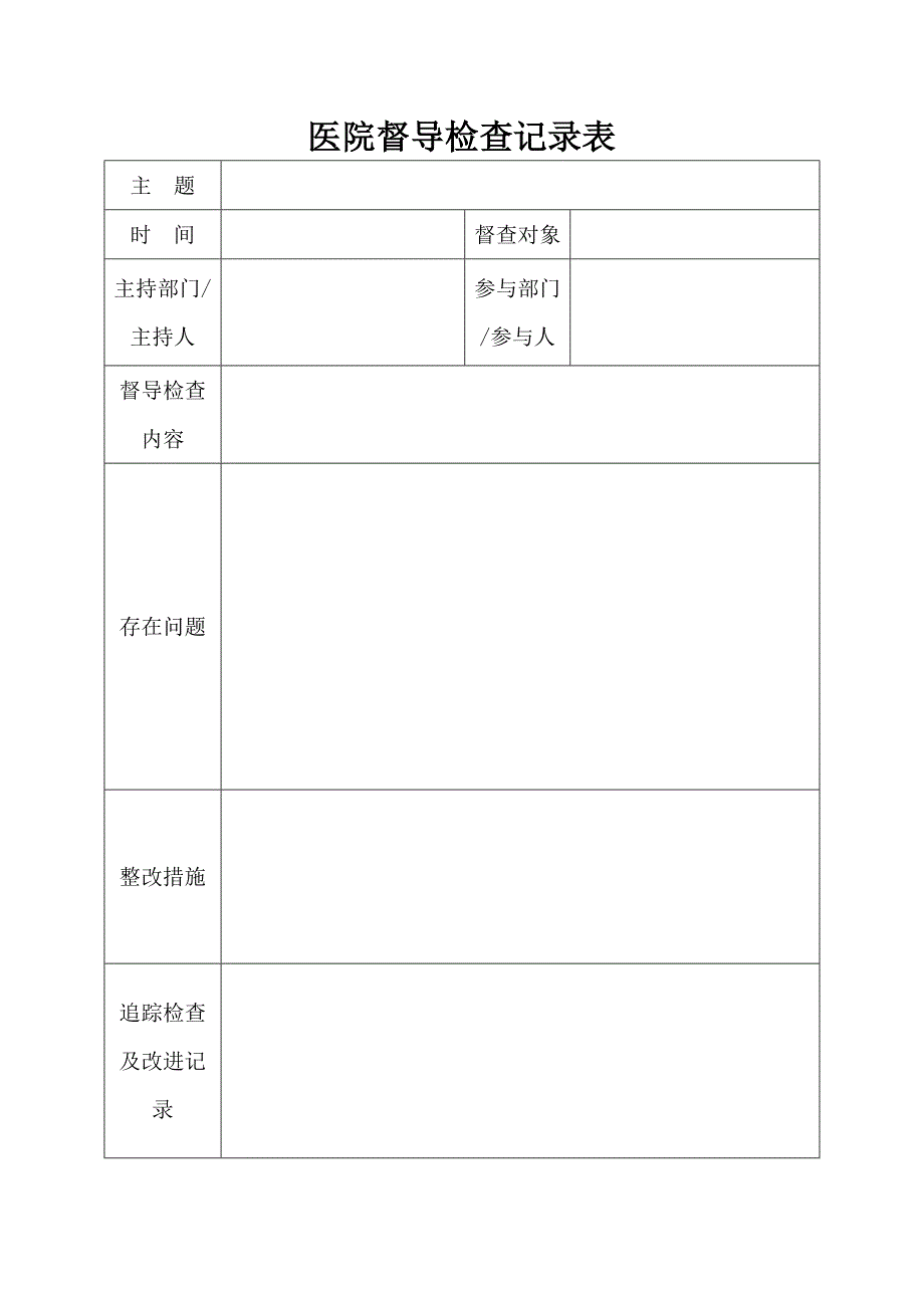 医院督导检查记录表.doc_第1页