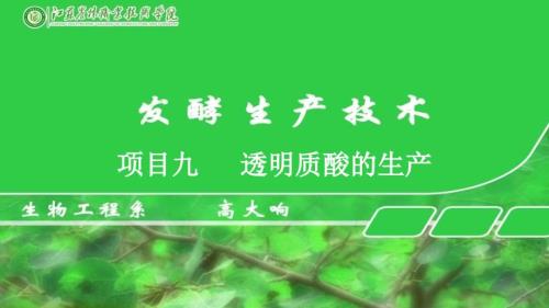 发酵9项目九透明质酸的生产.ppt