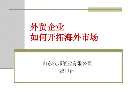如何开拓海外市场PPT课件.ppt