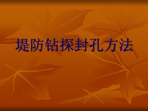 堤防钻探封孔方法.ppt