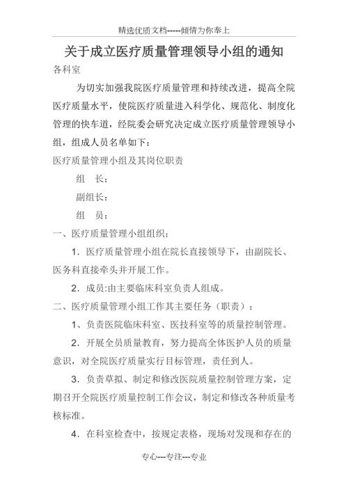 医疗质量管理小组及其岗位职责共2页.doc