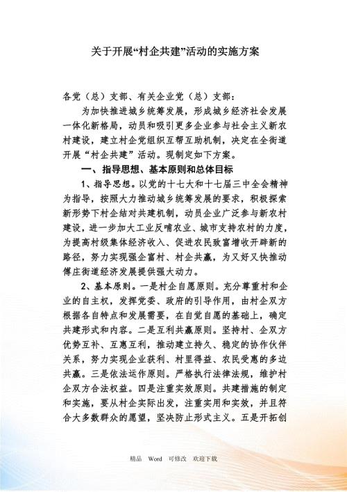 关于村企共建实施方案.doc