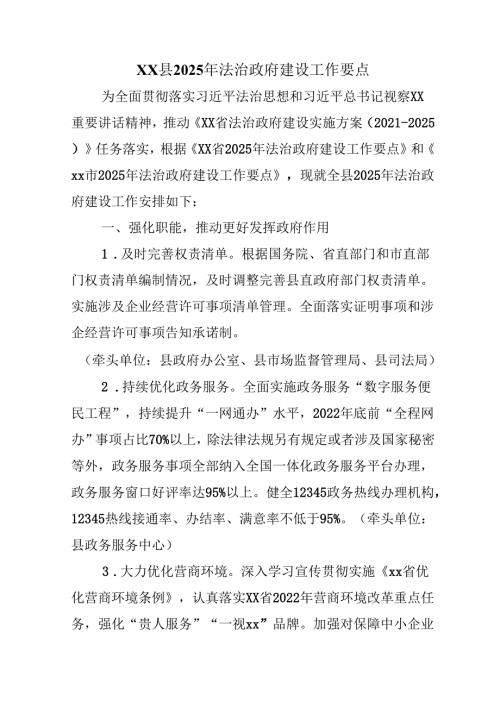 XX县2025年法治政府建设工作要点.docx
