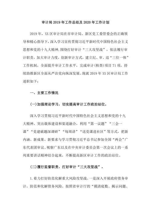 审计局工作总结及2020年工作计划.doc
