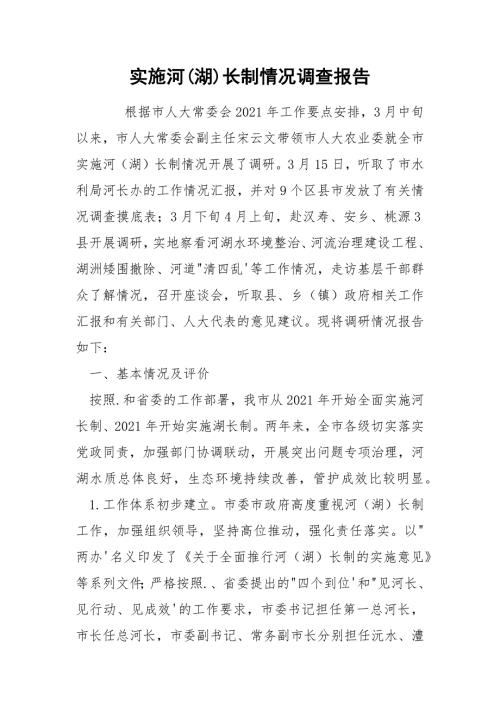 实施河湖长制情况调查报告.docx