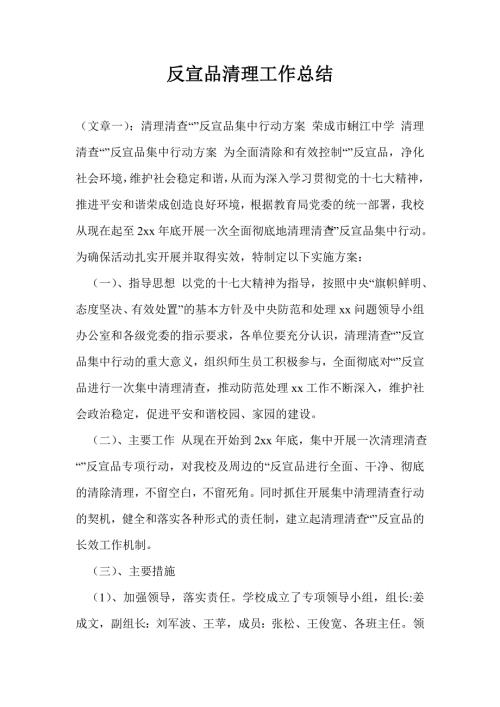 反宣品清理工作总结.doc