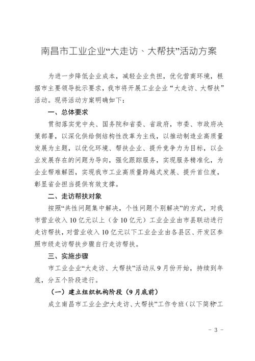 南昌市工业企业大走访大帮扶活动方案.doc