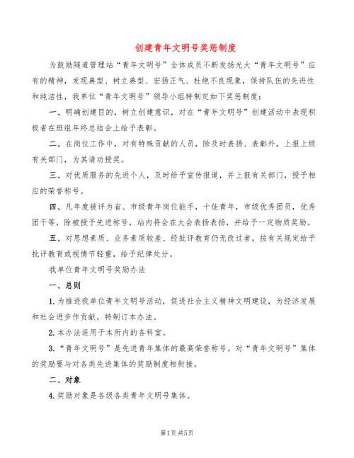 创建青年文明号奖惩制度3篇.doc