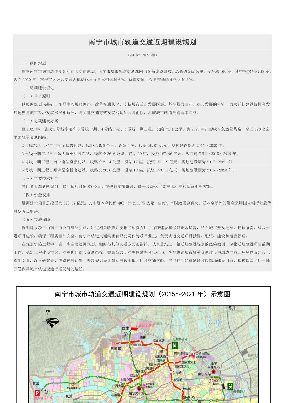 南宁市城市轨道交通近期建设规划2021年.doc_第1页