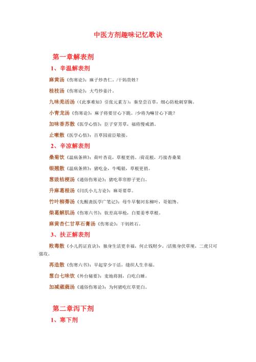 中医方剂趣味记忆歌诀.doc