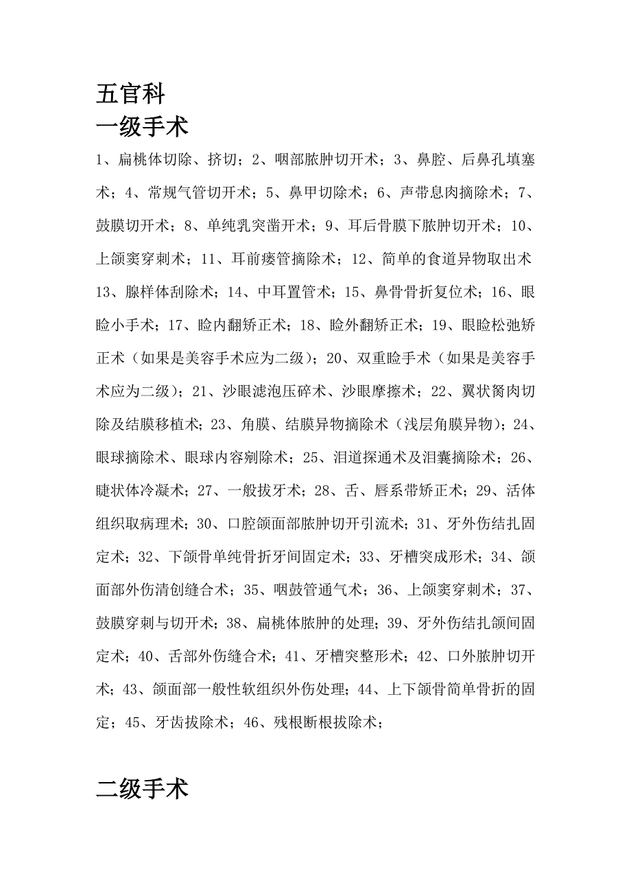 五官科手术分级.doc_第1页