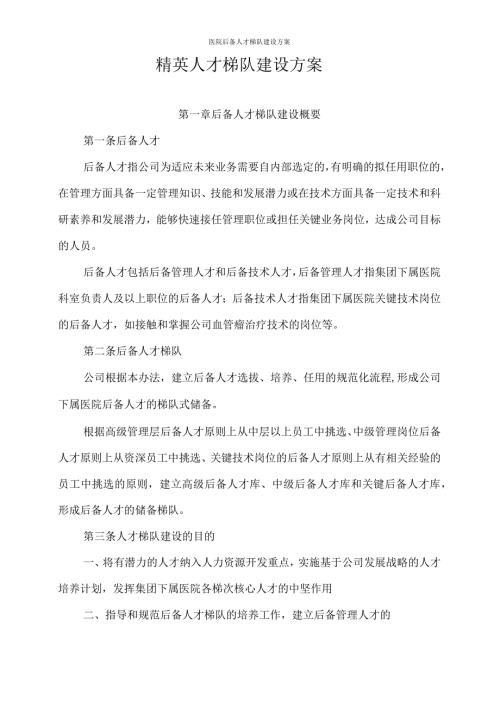 医院后备人才梯队建设方案.docx