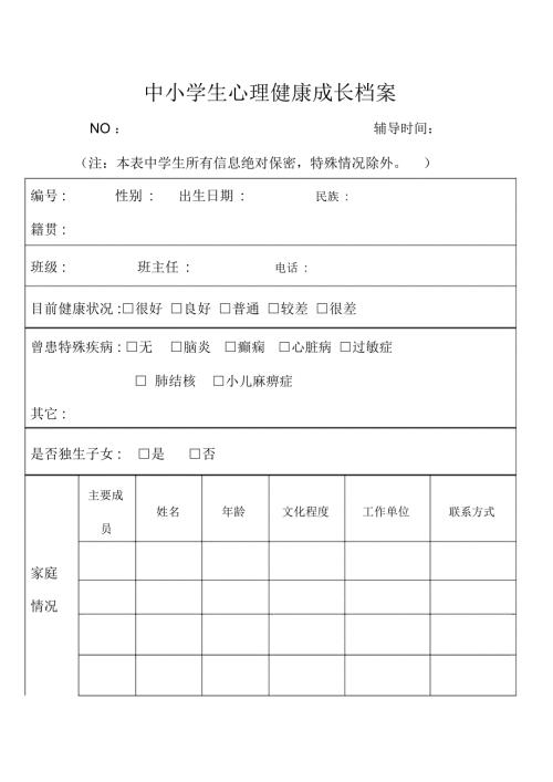 中小学生心理健康成长档案白筱芳.docx