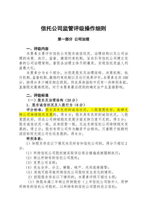 信托公司监管评级操作细则.doc