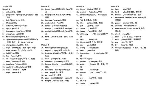 外研版五年级下册单词表带音标.doc