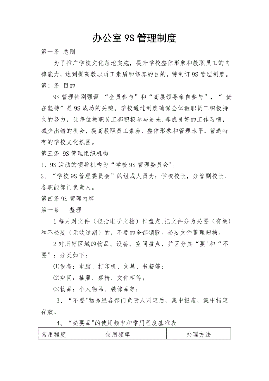 办公室9S管理制度.doc_第1页