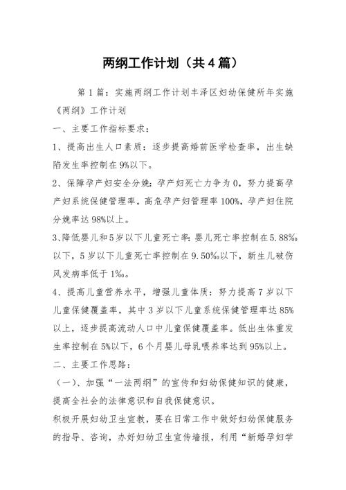 两纲工作计划共4篇.docx