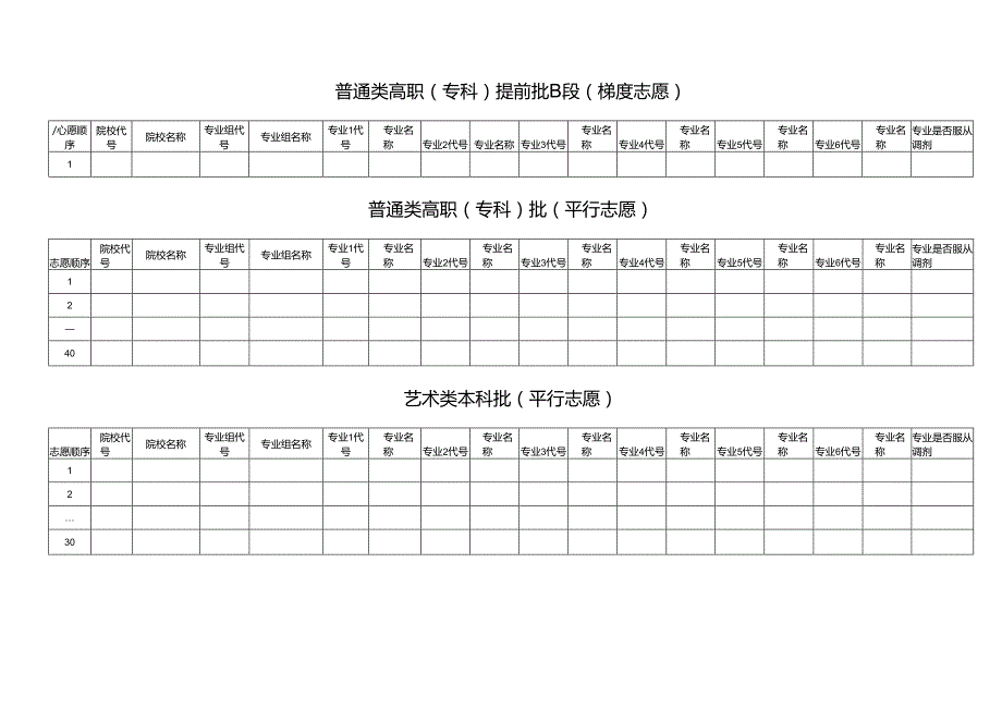 2025年黑龙江省普通高等学校招生第二次填报考生志愿表.docx_第2页