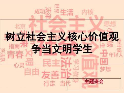 中学社会主义核心价值观主题班会课件.ppt