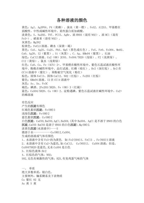 各种溶液的颜色.doc