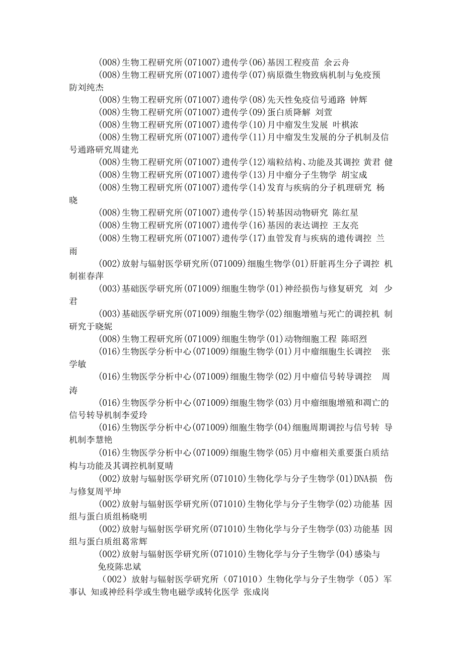 军事医学科学院研究生部硕士专业目录.docx_第2页