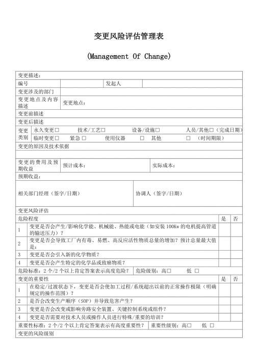变更风险评估管理表.doc