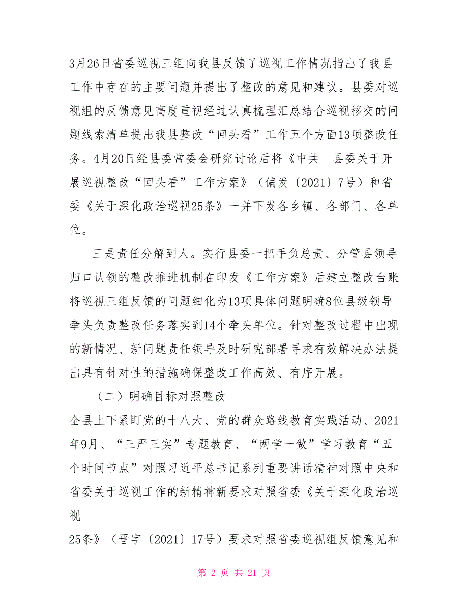 关于开展巡视整改回头看工作情况汇报.doc_第2页