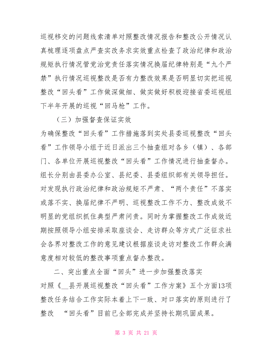 关于开展巡视整改回头看工作情况汇报.doc_第3页