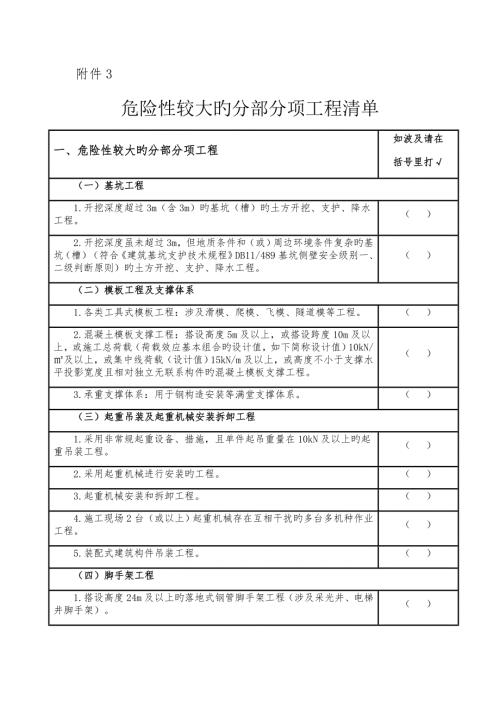 危险性较大的分部分项关键工程清单汇总.doc
