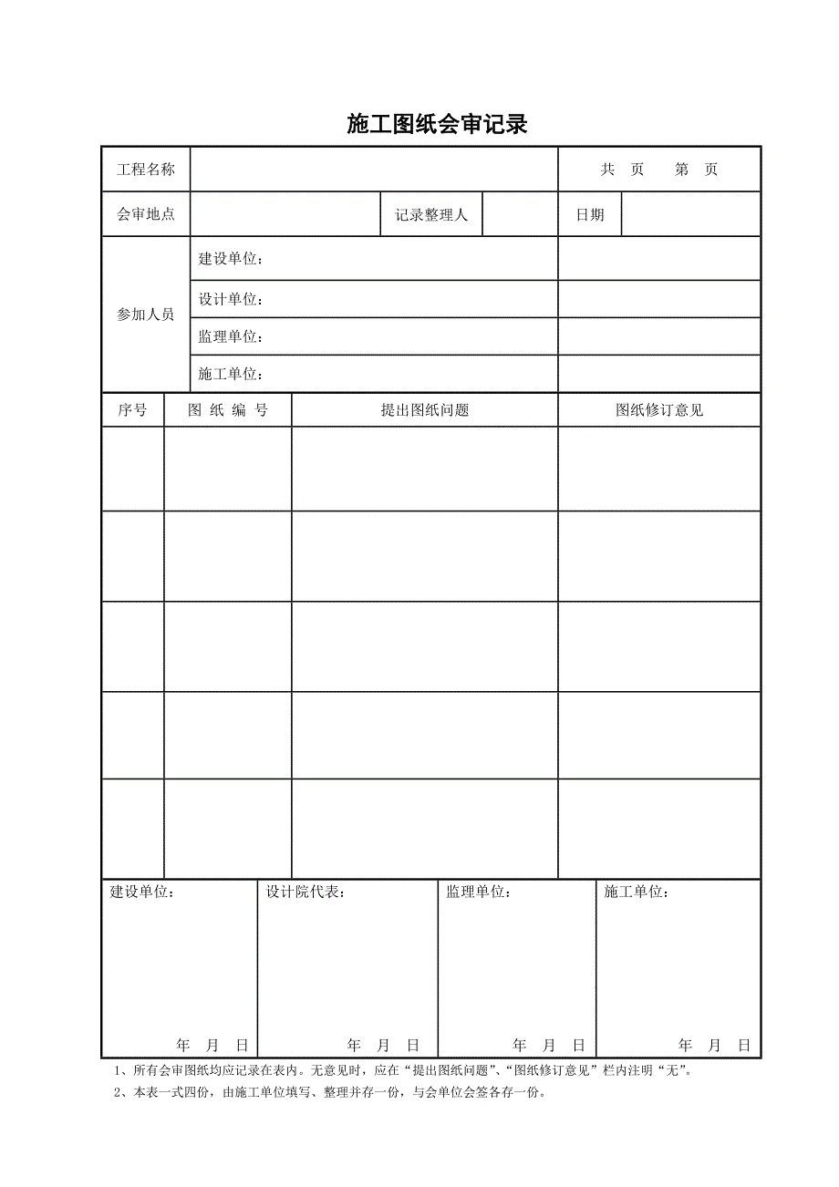 图纸会审记录表格样本.doc_第1页