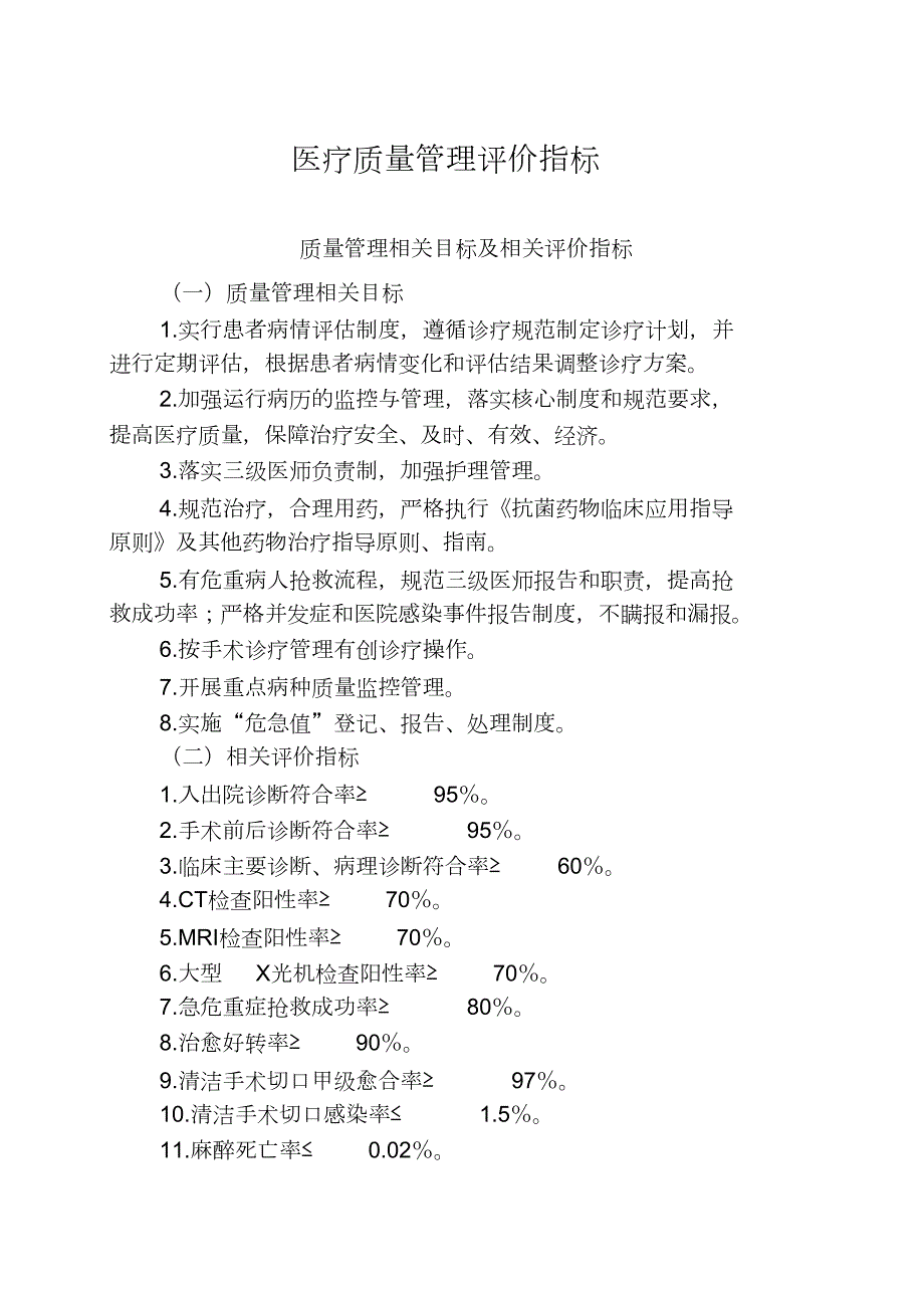 医疗质量管理指标完整版.doc_第1页
