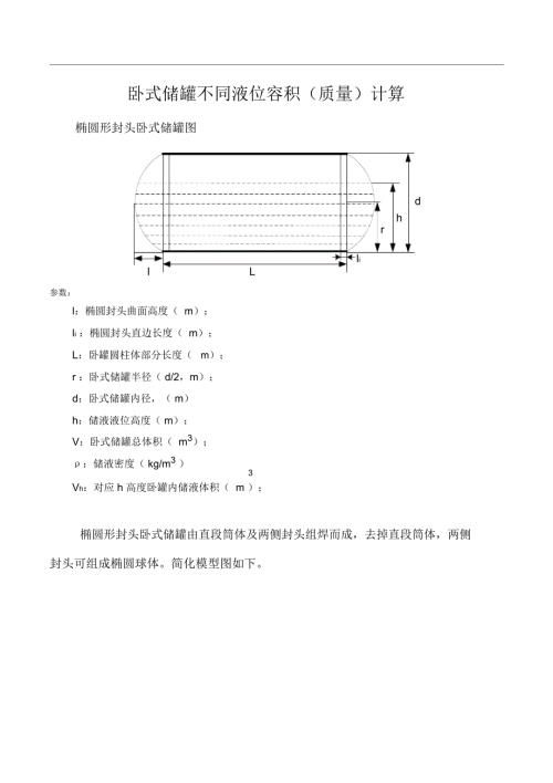 卧式储罐不同液位下的容积质量计算.doc