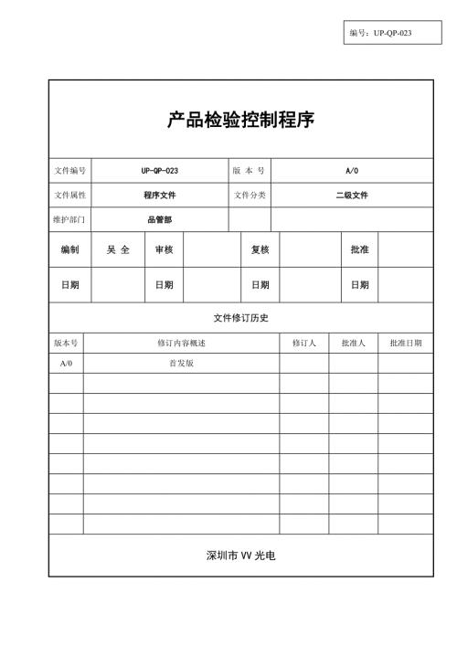 产品检验控制程序制造业品质部质量检验程序与操作手册.docx