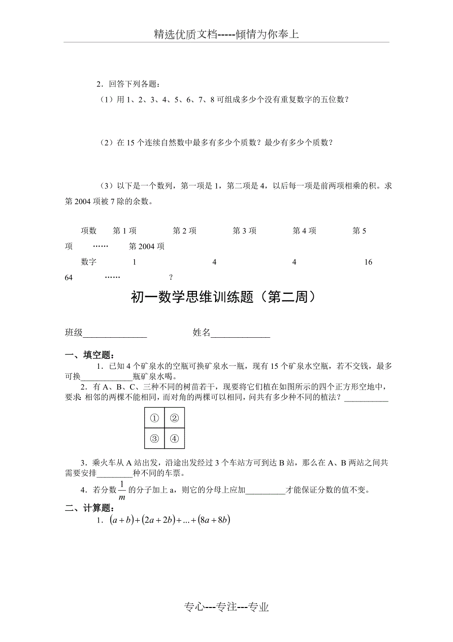 初一数学思维训练题总共20页.doc_第2页