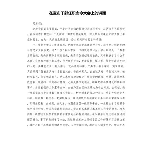 在宣布干部任职命令大会上的讲话.docx