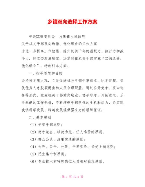 乡镇双向选择工作方案.doc