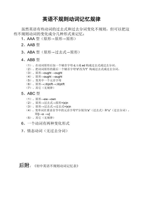 初中不规则动词过去式和过去分词表附音标.doc