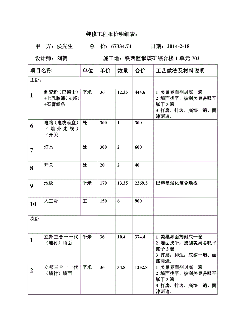 室内装修报价明细表.doc_第1页