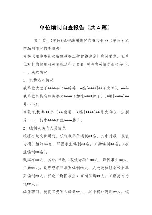 单位编制自查报告共4篇.docx