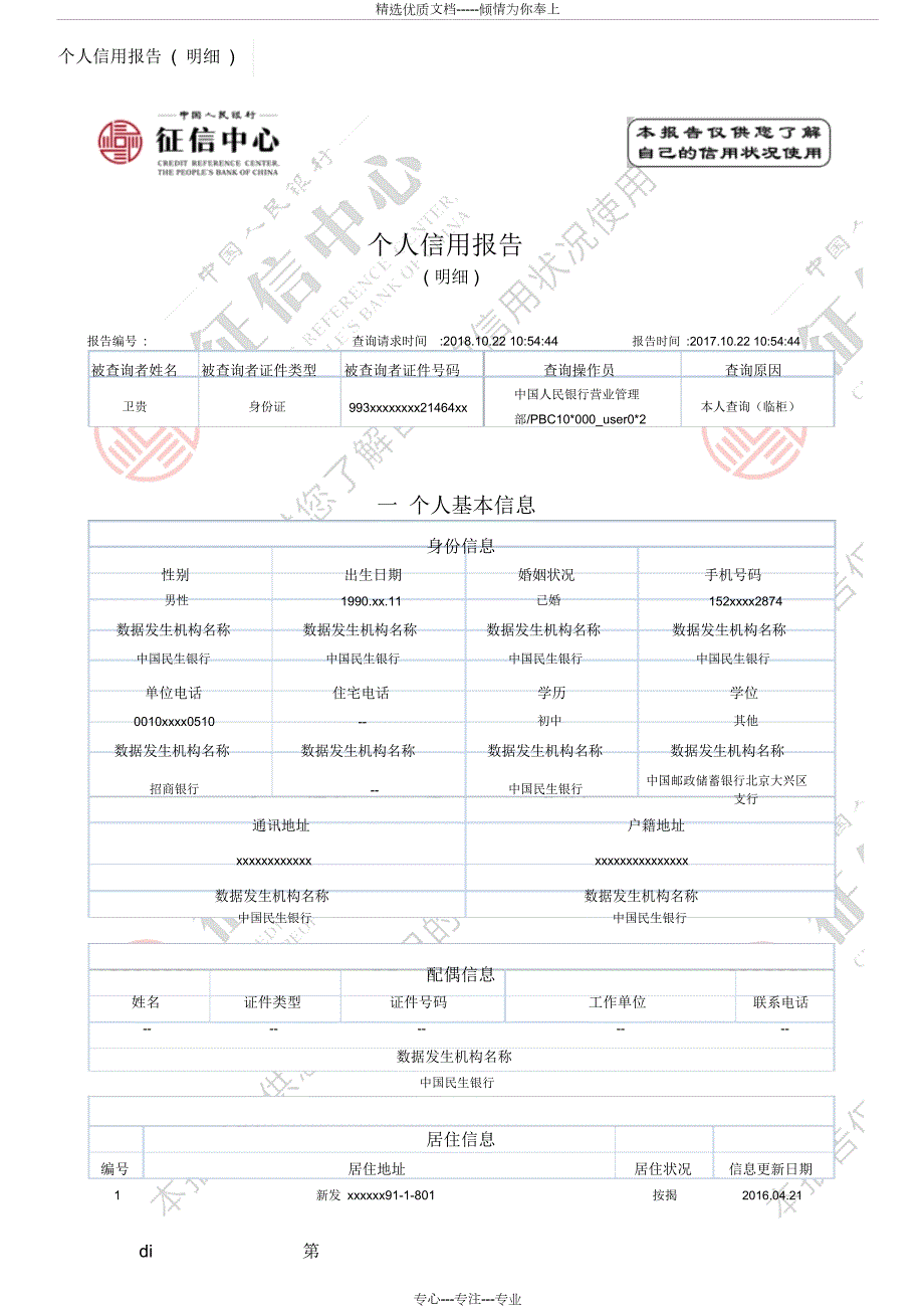 完整版个人征信报告共19页.doc_第1页
