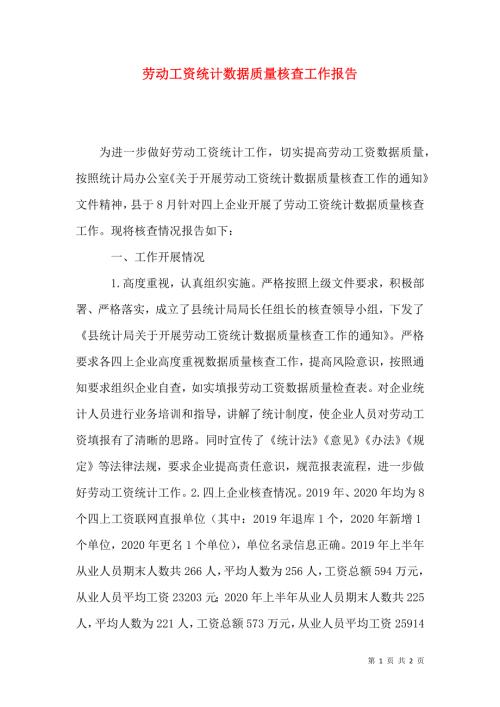 劳动工资统计数据质量核查工作报告1.docx
