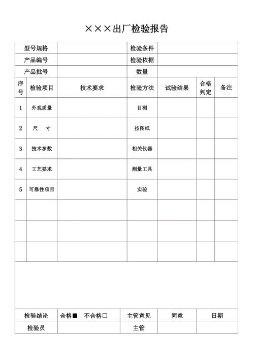产品出厂检验报告模板.doc