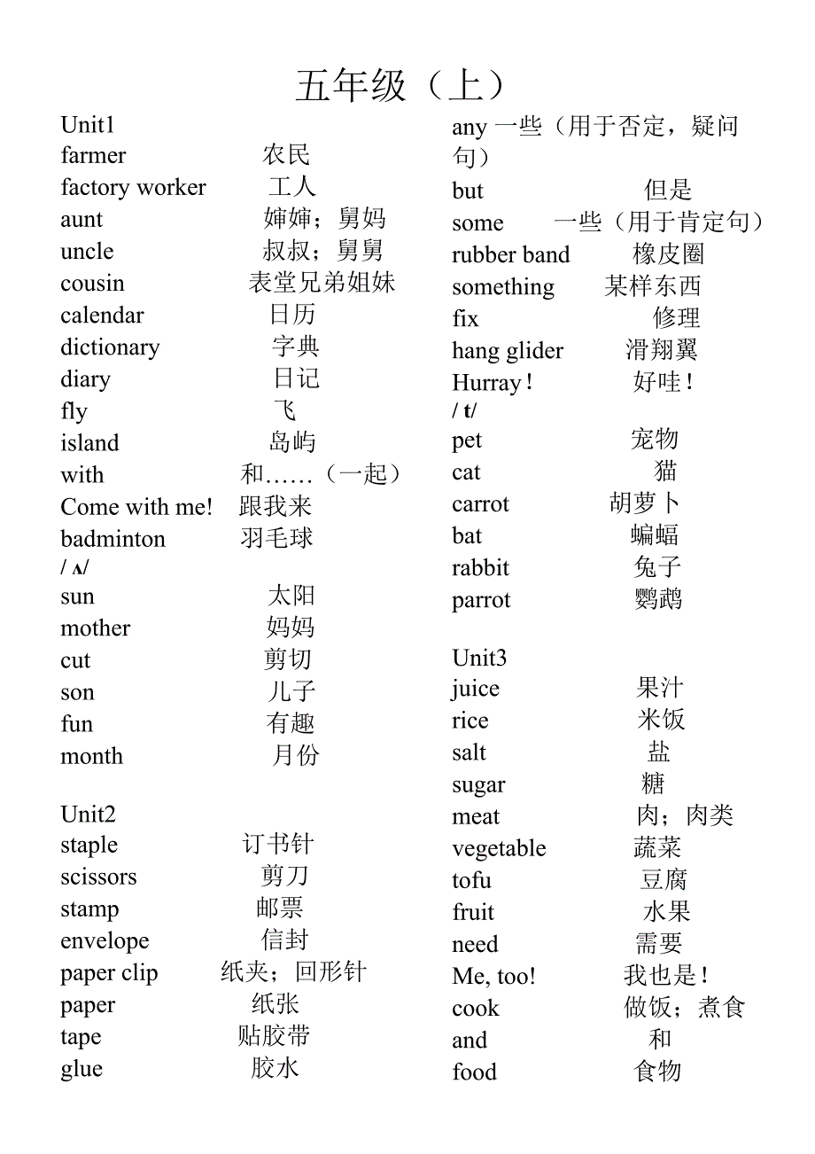 五年级英语单词开心版.doc_第1页