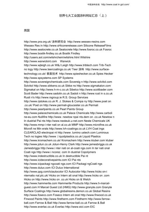 世界七大工业国涂料网址汇总.doc
