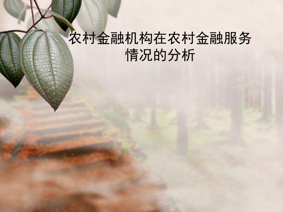 农村金融机构在农村金融服务情况的分析.ppt.ppt_第1页