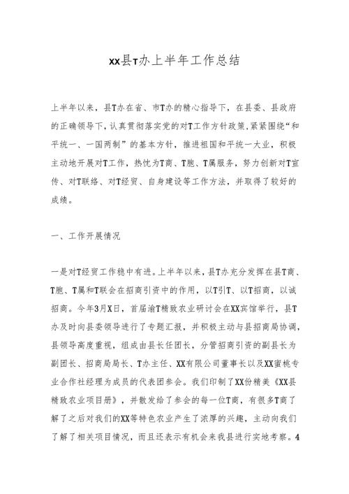 xx县T办上半年工作总结.docx
